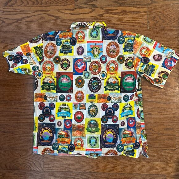 Deschutes Brewery Beer Label IPA Beer Button Down Shirt Size Large Oregon Brew - Picture 9 of 12